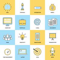 Business icons flat line set vector