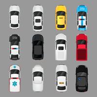 Cars icons top view vector