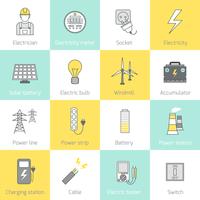 Electricity Icon Flat Line vector