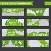 Set de banners de descuento verde vector