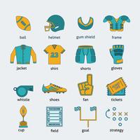 Conjunto de iconos planos de rugby vector