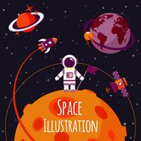 Space flat illustration