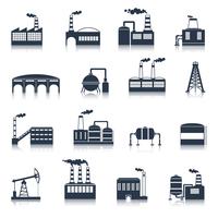 Industrial building icons black