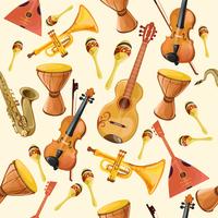 Music instruments seamless pattern vector