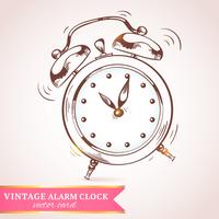 Old retro alarm clock card vector