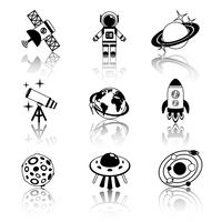 Space icons black and white set vector