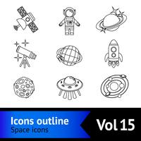 Space Icons Outline Set vector