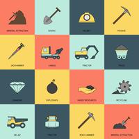 Mining icons line flat vector