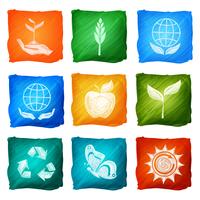 Ecology Icons Watercolor vector