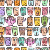 Sketch emoticons seamless pattern vector
