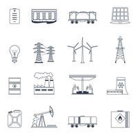 Energy icons outline set