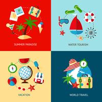 Conjunto plana de iconos de vacaciones vector