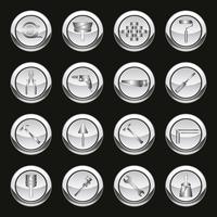 Metallic tools icons vector