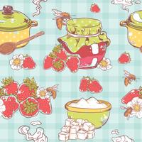 Strawberry jam seamless pattern vector