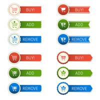 Shopping cart stickers set vector