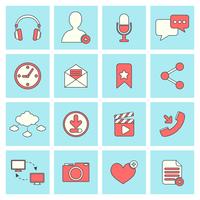 Social network icons flat line vector
