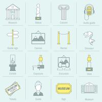 Museum icons flat line vector