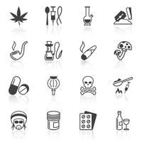 Drugs icons black vector