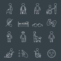 Disabled icons set outline vector