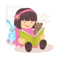 Girl reading book vector