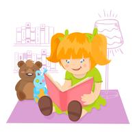 Girl reading book vector