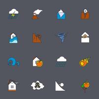 Natural disaster icons flat line vector