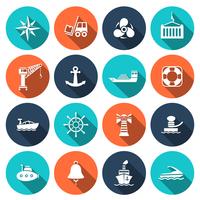 Sea port icons set vector