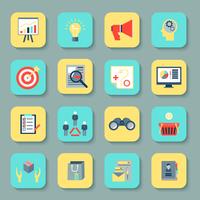 Marketers flat icons set vector