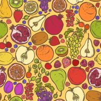 Fruits and berries sketch seamless pattern vector