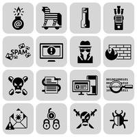 Hacker icons set black vector