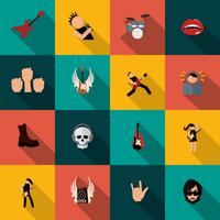 Rock music icons flat vector