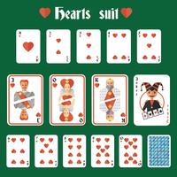 Juego de cartas de corazones. vector