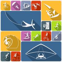 Extreme sports icons flat vector