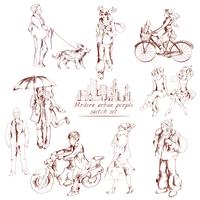 Urban people sketch vector