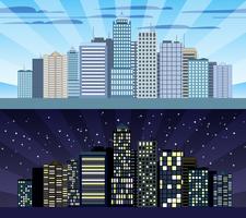 Cityscape tileable border day and night vector