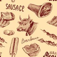 Sketch meat seamless vector