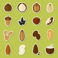 Nuts stickers set vector