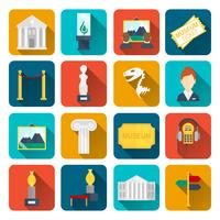 Museum icons flat vector
