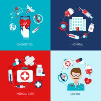 Medical icons flat set vector