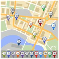 Map with gps icons vector