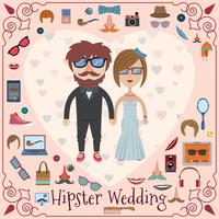 Hipster wedding card vector