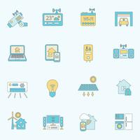 Smart home icons flat line vector