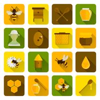 Bee Honey Icons Flat
