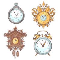 Old vintage clock set vector