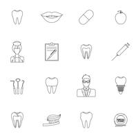 Dental icons outline vector