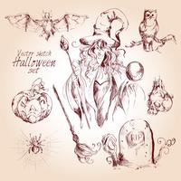 Halloween sketch set vector