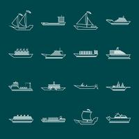 Conjunto de iconos de barcos y barcos contorno vector