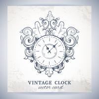 Old vintage wall clock postcard vector