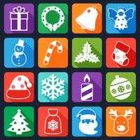 Iconos de Navidad establecidos planos vector