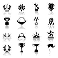 Iconos de premios establecidos en negro vector